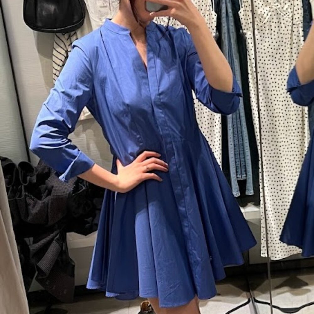 Zara Blue Button Up Mini Dress